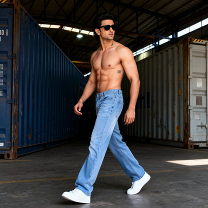 Alpha | Men's Loose fit Sky Blue Jeans