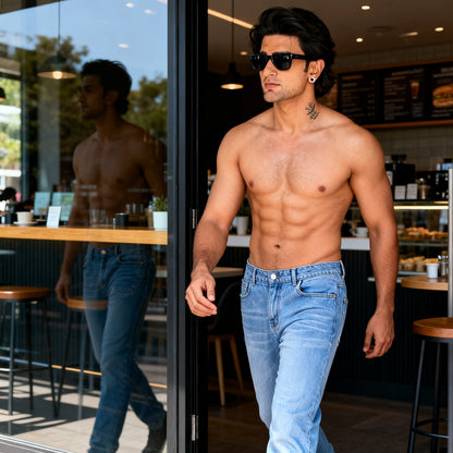 Alpha | Men's Loose fit Sky Blue Jeans